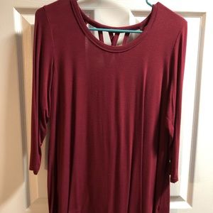 3/4 Length Sleeve Burgundy Shirt